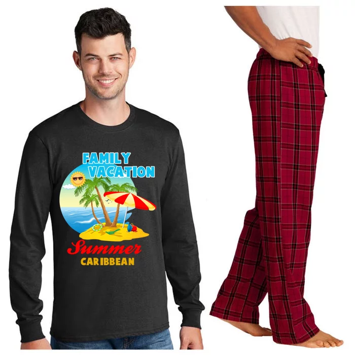 Funny Family Vacation Summer Caribbean 2024 Beach Trip Great Gift Long Sleeve Pajama Set