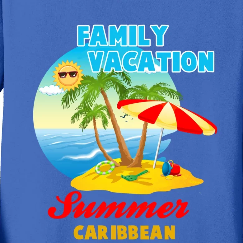 Funny Family Vacation Summer Caribbean 2024 Beach Trip Great Gift Kids Long Sleeve Shirt