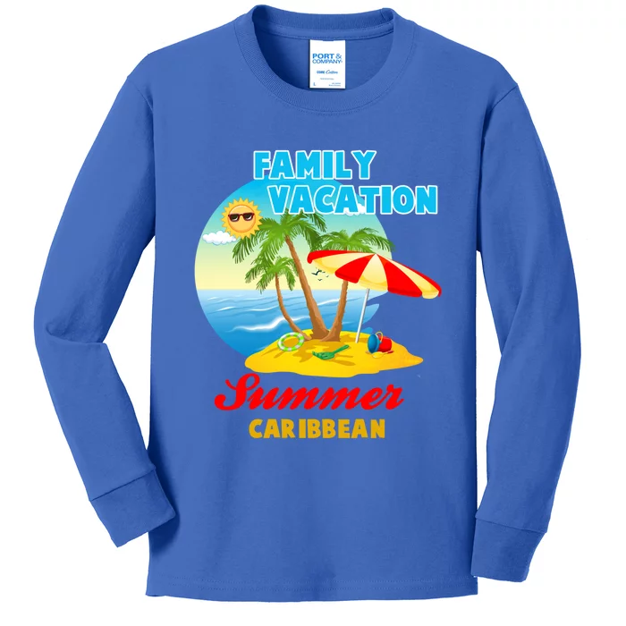 Funny Family Vacation Summer Caribbean 2024 Beach Trip Great Gift Kids Long Sleeve Shirt