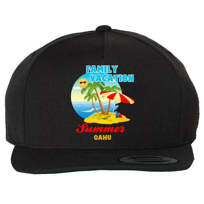 Funny Family Vacation Summer Oahu 2024 Beach Trip Gift Wool Snapback Cap