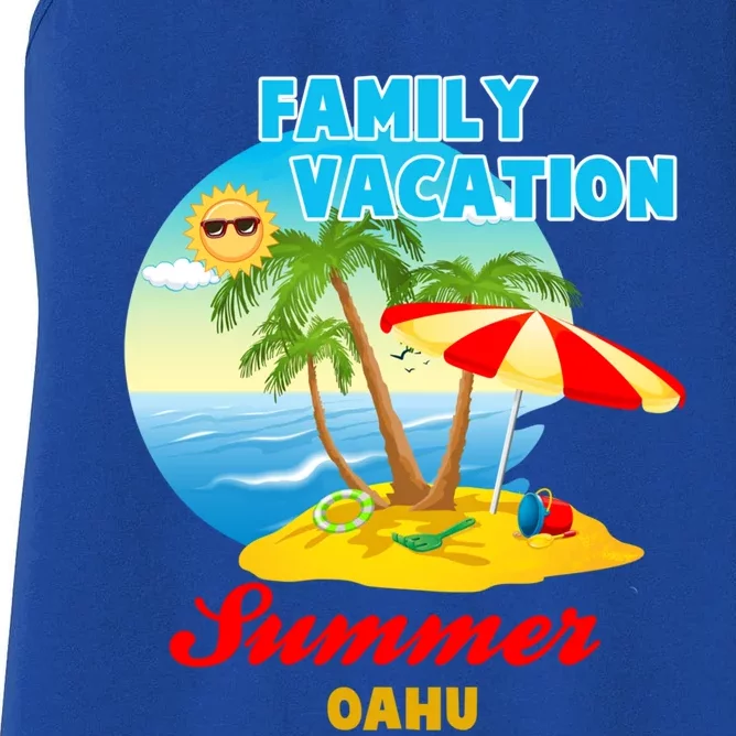 Funny Family Vacation Summer Oahu 2024 Beach Trip Gift Women's Racerback Tank