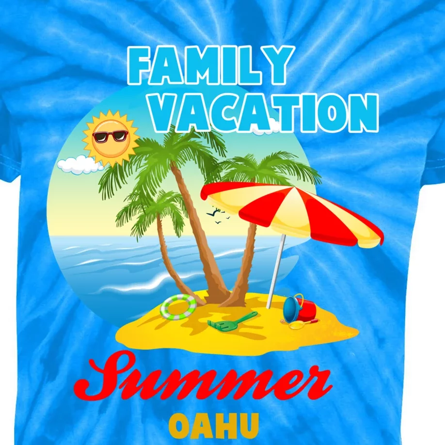 Funny Family Vacation Summer Oahu 2024 Beach Trip Gift Kids Tie-Dye T-Shirt