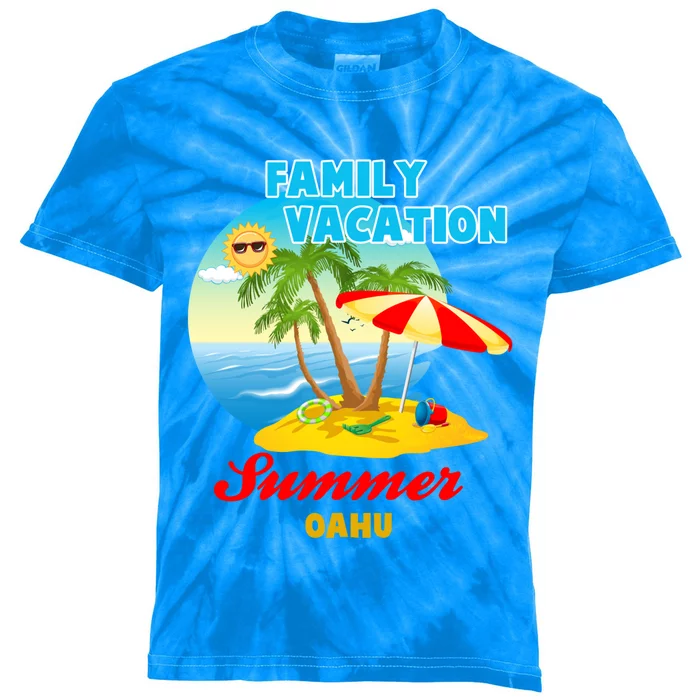 Funny Family Vacation Summer Oahu 2024 Beach Trip Gift Kids Tie-Dye T-Shirt