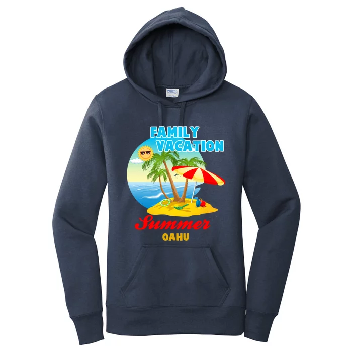 Funny Family Vacation Summer Oahu 2024 Beach Trip Gift Women's Pullover Hoodie