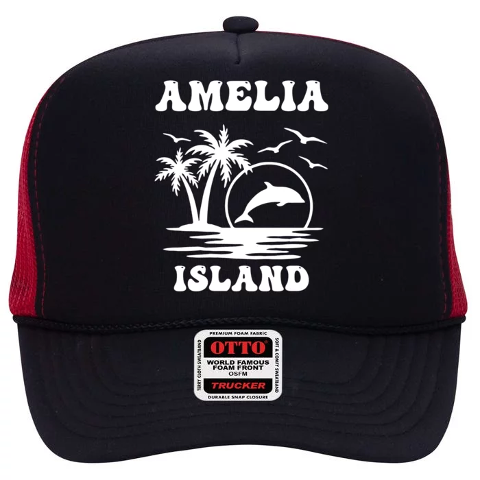 Florida Family Vacation Summer Tourist Funny Amelia Island High Crown Mesh Trucker Hat