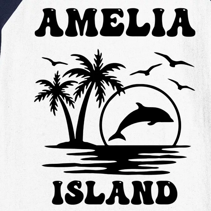 Florida Family Vacation Summer Tourist Funny Amelia Island Baseball Sleeve Shirt