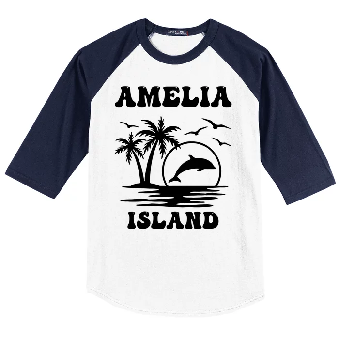 Florida Family Vacation Summer Tourist Funny Amelia Island Baseball Sleeve Shirt