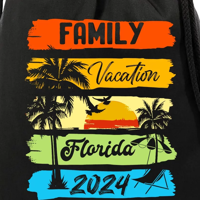 Family Florida Vacation 2024 Funny Matching Group Family Drawstring Bag