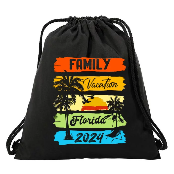 Family Florida Vacation 2024 Funny Matching Group Family Drawstring Bag