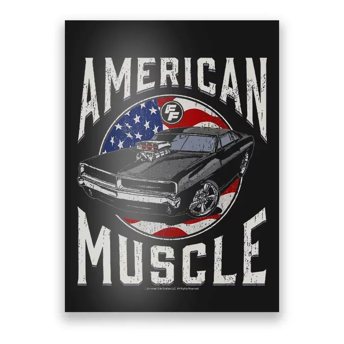 Fast & Furious Vintage American Muscle Flag Fill Poster