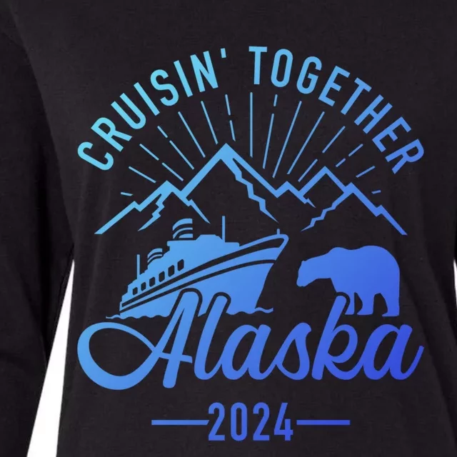 Funny Family Vacation Travel Alaska Cruise 2024 Womens Cotton Relaxed Long Sleeve T-Shirt