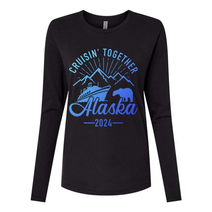 Funny Family Vacation Travel Alaska Cruise 2024 Womens Cotton Relaxed Long Sleeve T-Shirt