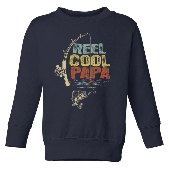 Funny Fisherman Vintage Reel Cool Papa Toddler Sweatshirt