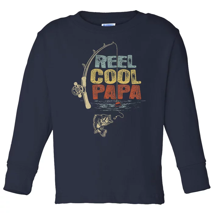 Funny Fisherman Vintage Reel Cool Papa Toddler Long Sleeve Shirt