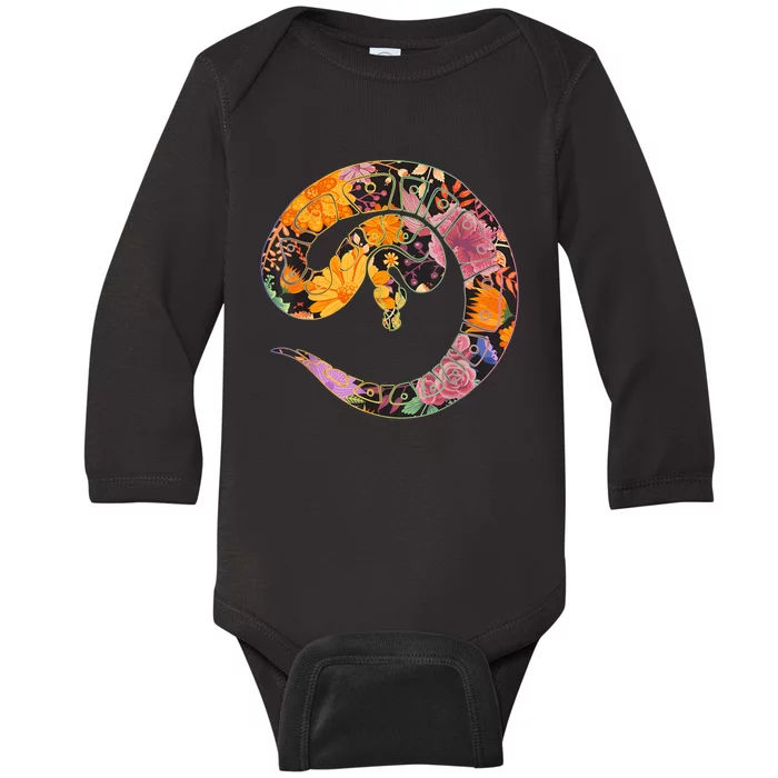 Floral Flower Vintage Retro BALL PYTHON Lover Baby Long Sleeve Bodysuit