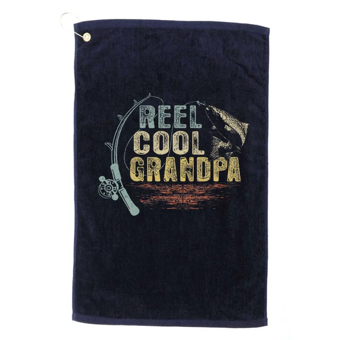 Funny Fishing Vintage Reel Cool Grandpa Platinum Collection Golf Towel