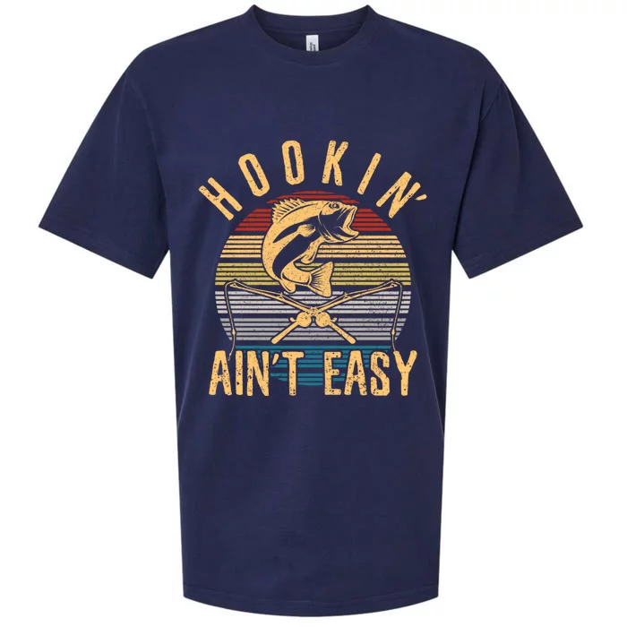 Funny Fishing Vintage Hookin AinT Easy Fisherman Gift Sueded Cloud Jersey T-Shirt