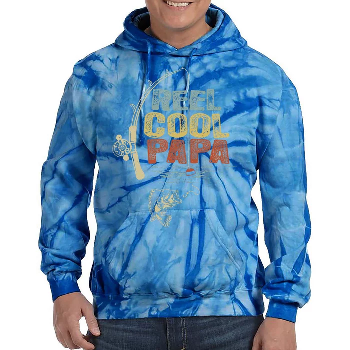 Funny Fisherman Vintage Reel Cool Papa Tie Dye Hoodie