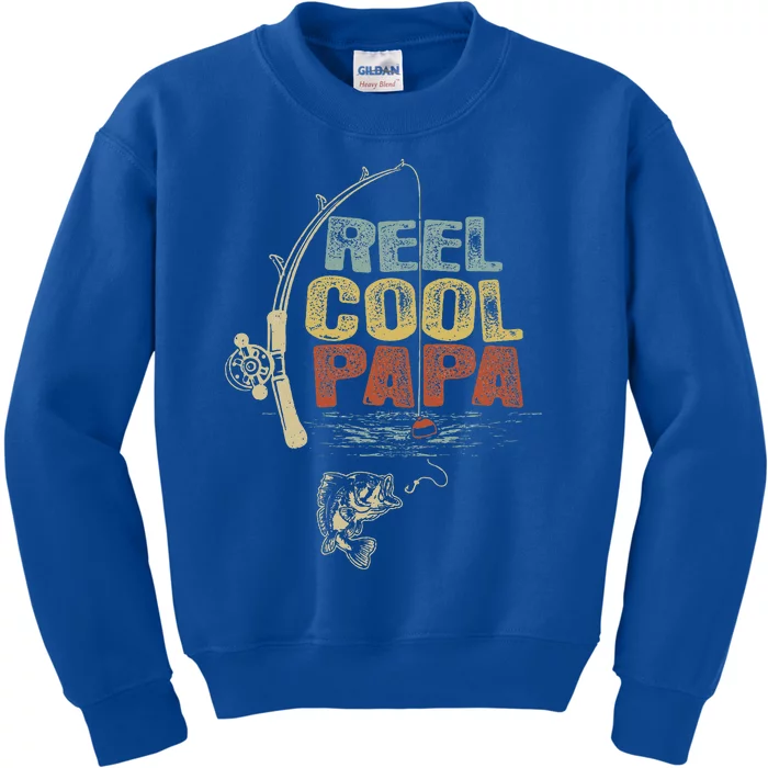 Funny Fisherman Vintage Reel Cool Papa Kids Sweatshirt