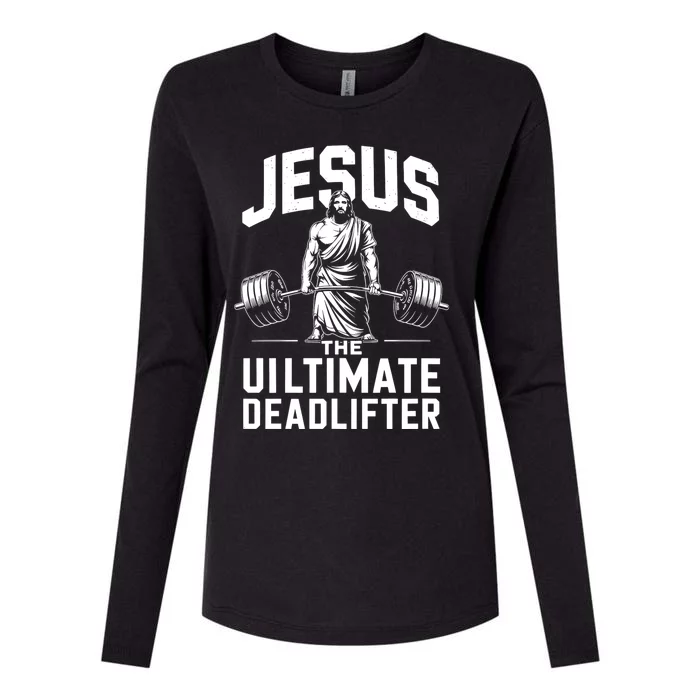 Fitness Funny Vintage Jesus The Ultimate Deadlifter Womens Cotton Relaxed Long Sleeve T-Shirt