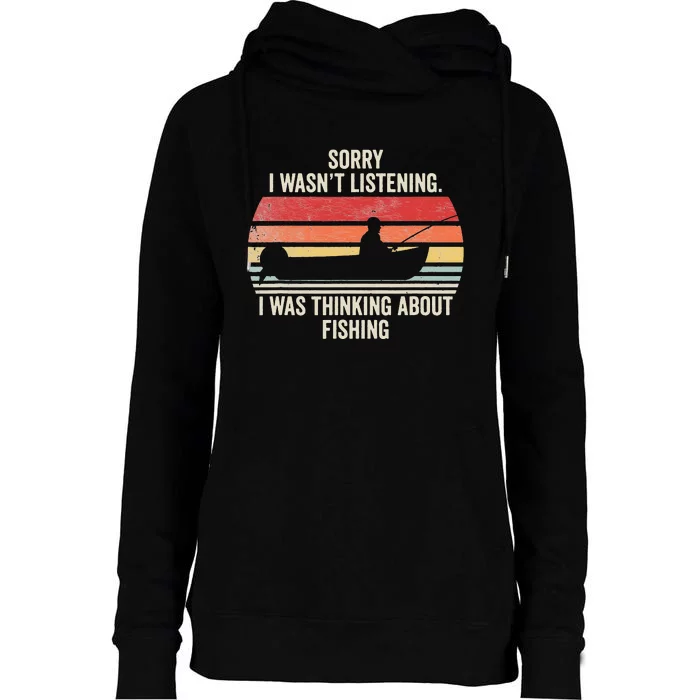 Funny Fishing Vintage Retro Fishing Hobby Womens Funnel Neck Pullover Hood