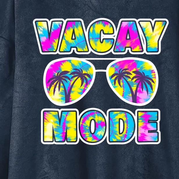 Funny Family Vacation Beach Tie Dye Sunglasses Vacay Mode Cute Gift Hooded Wearable Blanket