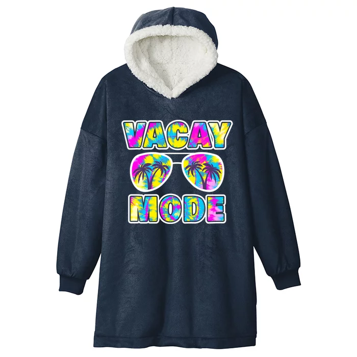 Funny Family Vacation Beach Tie Dye Sunglasses Vacay Mode Cute Gift Hooded Wearable Blanket