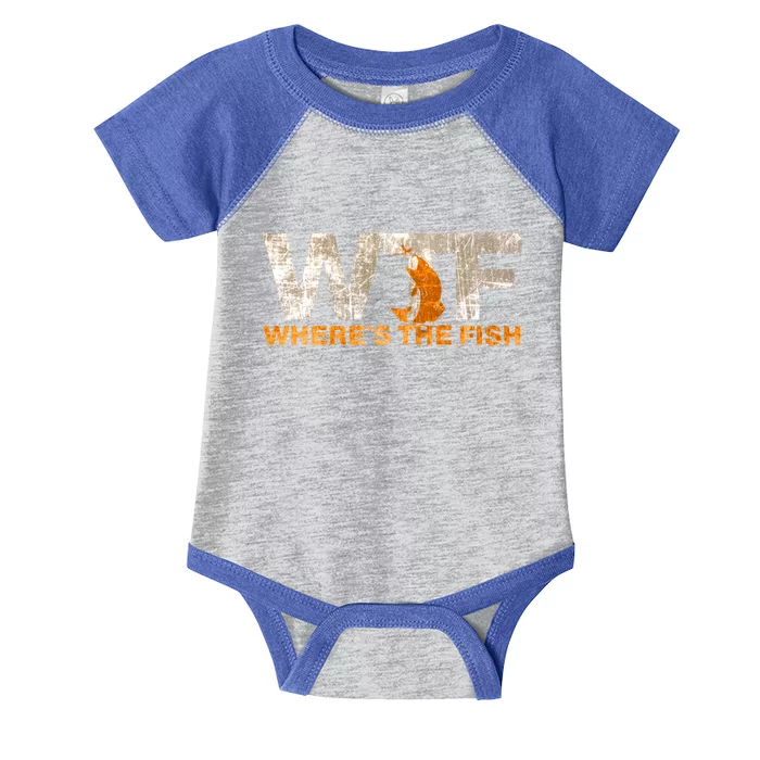 Funny Fishing Wtf Wheres The Fish Fisher Joke Gift Infant Baby Jersey Bodysuit