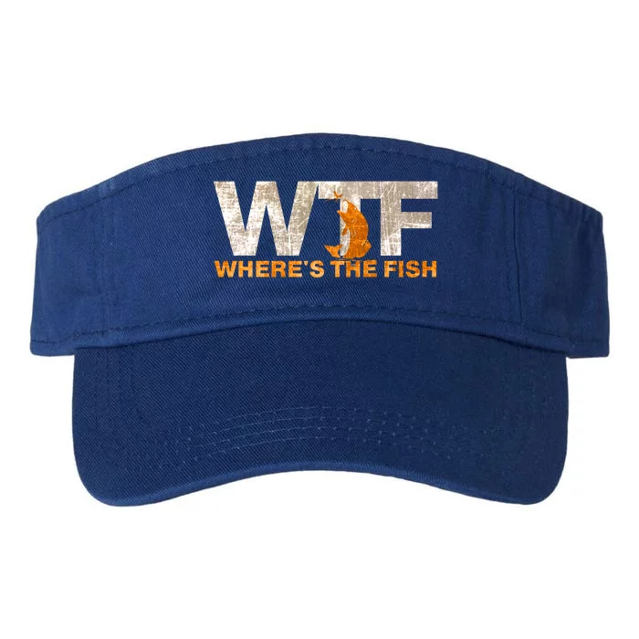 Funny Fishing Wtf Wheres The Fish Fisher Joke Gift Valucap Bio-Washed Visor