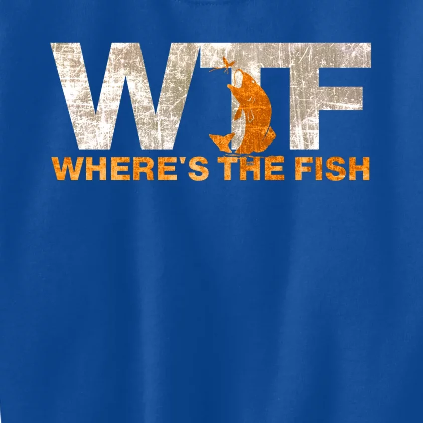 Funny Fishing Wtf Wheres The Fish Fisher Joke Gift Kids Sweatshirt