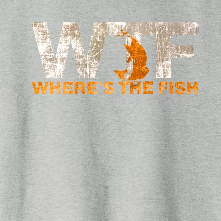 Funny Fishing Wtf Wheres The Fish Fisher Joke Gift Women's Crop Top Tee