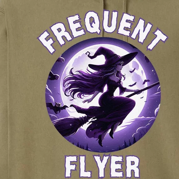 Frequent Flyer Witch Funny Halloween Witch Costume Flyer Premium Hoodie