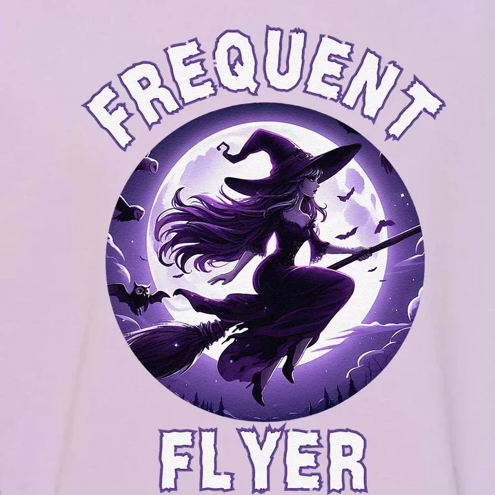 Frequent Flyer Witch Funny Halloween Witch Costume Flyer Garment-Dyed Sweatshirt