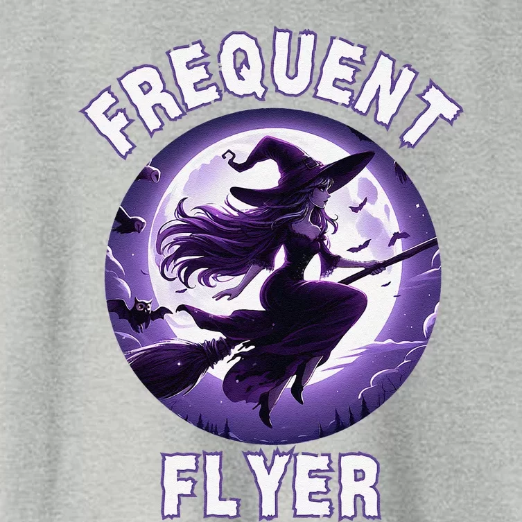 Frequent Flyer Witch Funny Halloween Witch Costume Flyer Women's Crop Top Tee