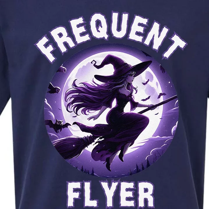 Frequent Flyer Witch Funny Halloween Witch Costume Flyer Sueded Cloud Jersey T-Shirt