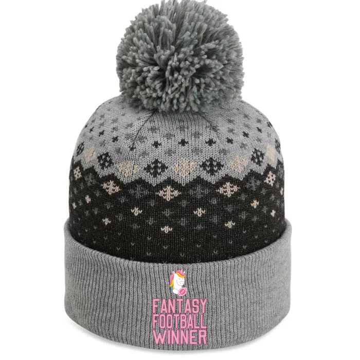 Fantasy Football Winner Gift Unicorn With Football Meaningful Gift The Baniff Cuffed Pom Beanie