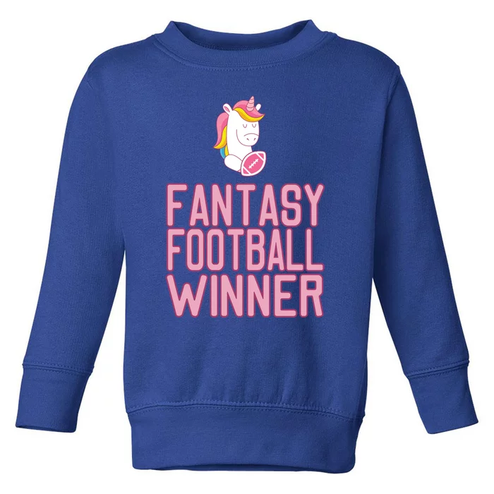 Fantasy Football Winner Gift Unicorn With Football Meaningful Gift Toddler Sweatshirt