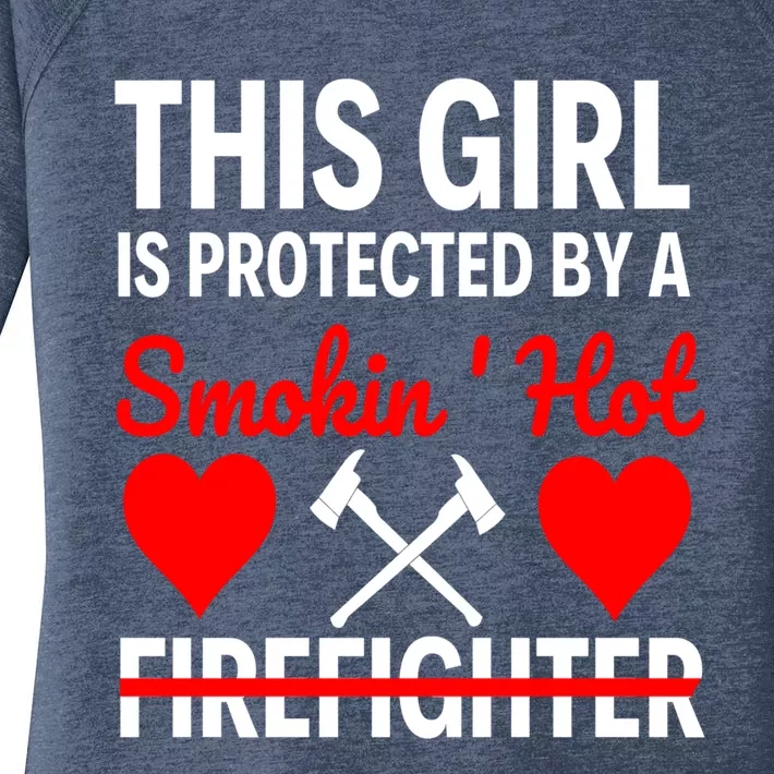 Funny Firefighter Wife Quote Thin Red Line Friend Gift Women's Perfect Tri Tunic Long Sleeve Shirt