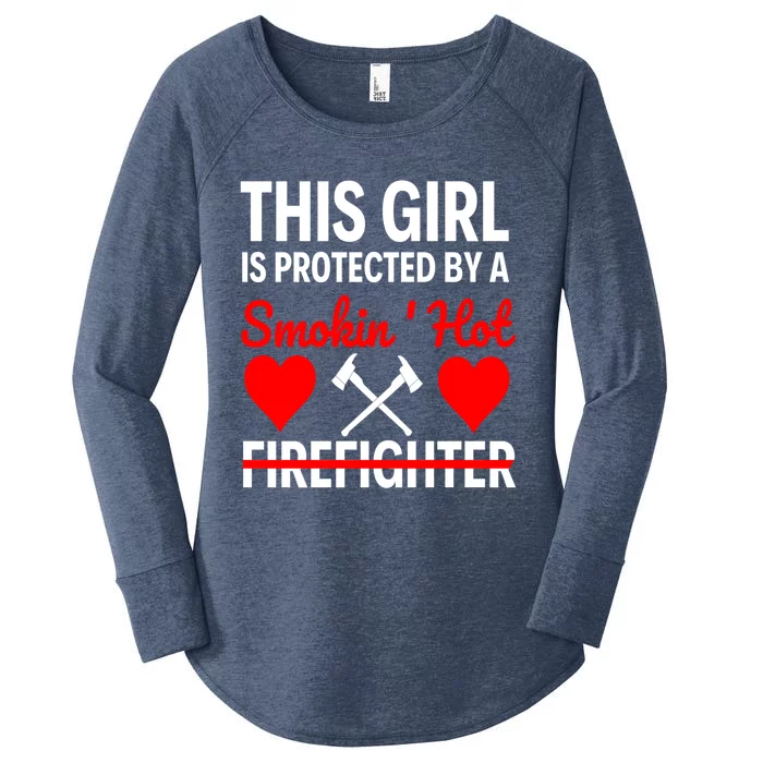 Funny Firefighter Wife Quote Thin Red Line Friend Gift Women's Perfect Tri Tunic Long Sleeve Shirt