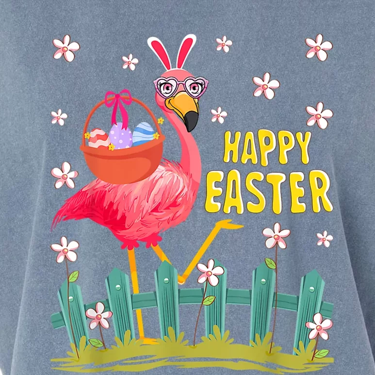 Floral Flamingo With Easter Egg Basket Happy Easter Day Meaningful Gift Garment-Dyed Women's Muscle Tee