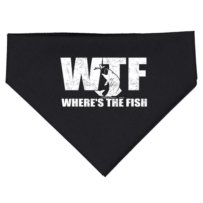 Funny Fishing Wtf Wheres The Fish Gifts Fathers Day USA-Made Doggie Bandana