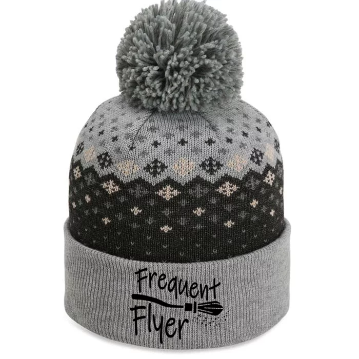 Frequent Flyer Witches Broom Halloween The Baniff Cuffed Pom Beanie