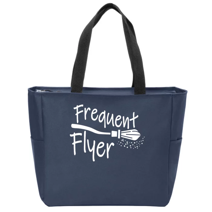 Frequent Flyer Witches Broom Halloween Zip Tote Bag