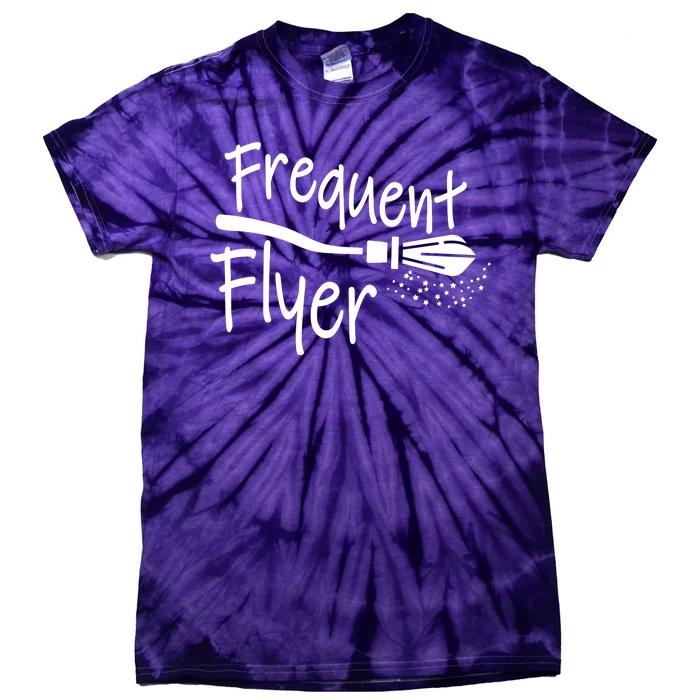 Frequent Flyer Witches Broom Halloween Tie-Dye T-Shirt