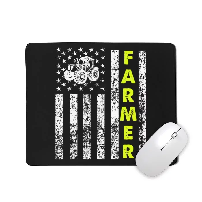 funny Flag With Tractor Patriotic Farmer Mousepad