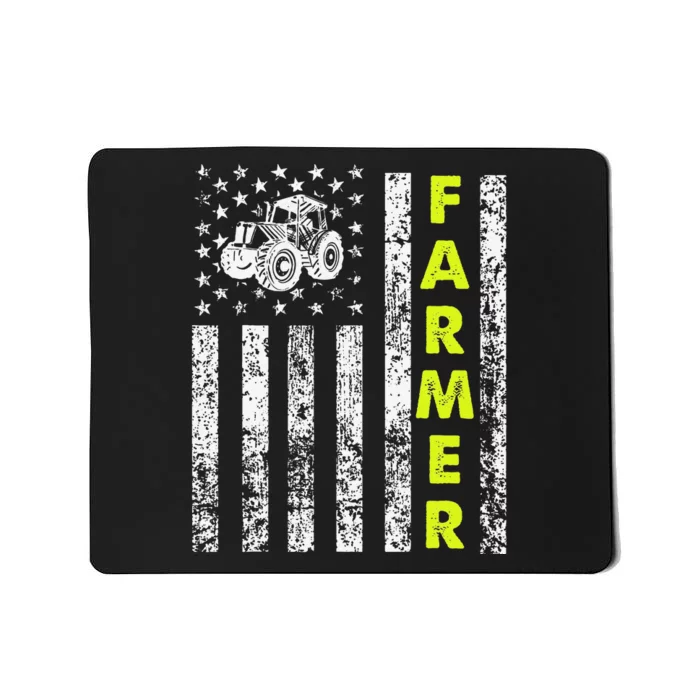 funny Flag With Tractor Patriotic Farmer Mousepad