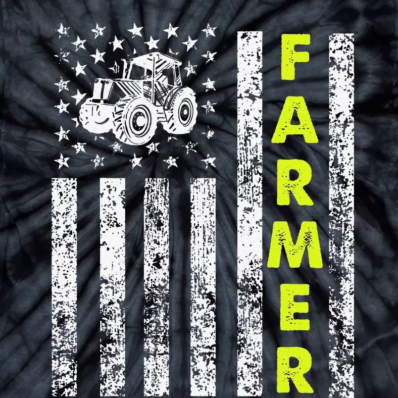 funny Flag With Tractor Patriotic Farmer Tie-Dye T-Shirt