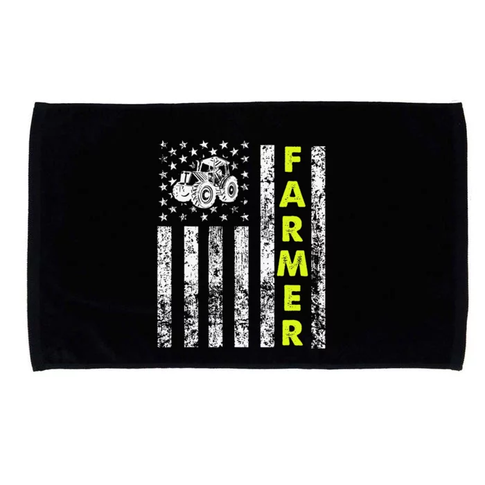 funny Flag With Tractor Patriotic Farmer Microfiber Hand Towel