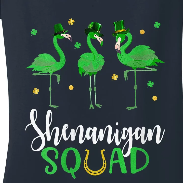 Flamingos For Women St Patricks Day Shenanigan Squad Women's V-Neck T-Shirt