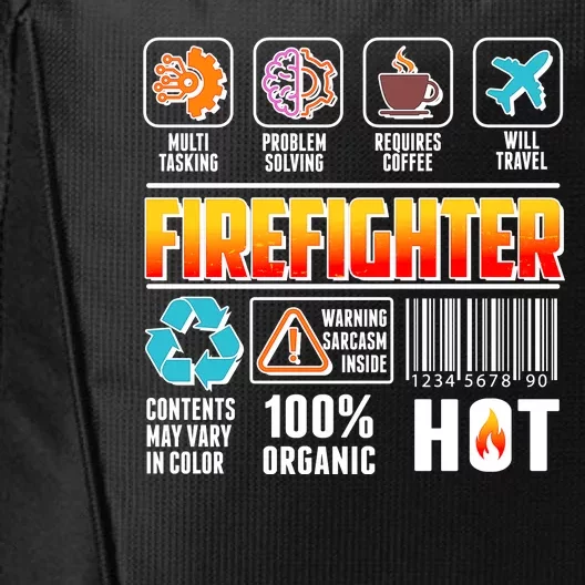 Funny Firefighter Warning Label City Backpack